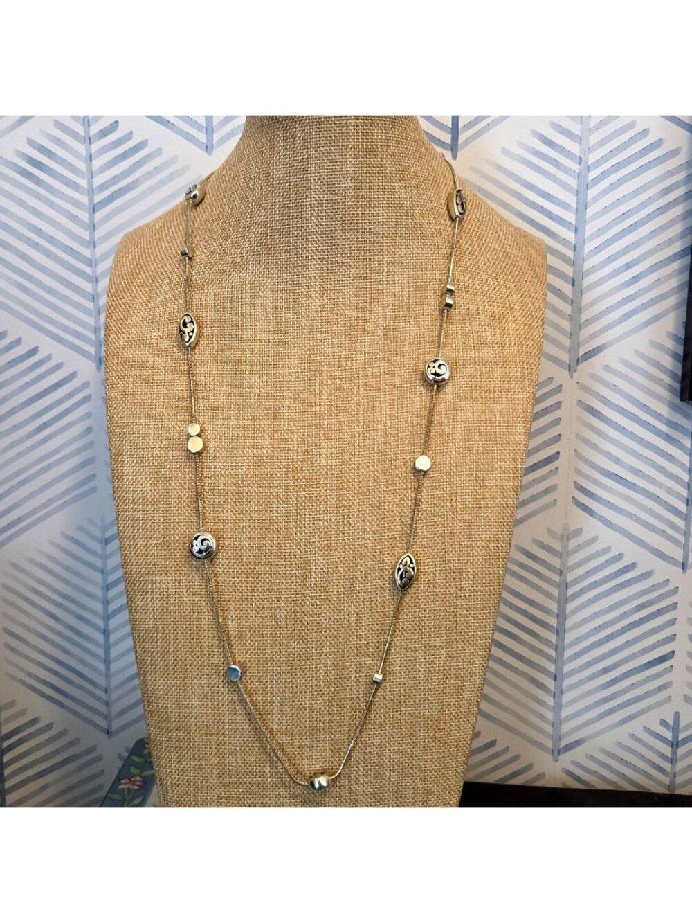Brighton Silver Plated Contempo Scroll 38" Long Necklace